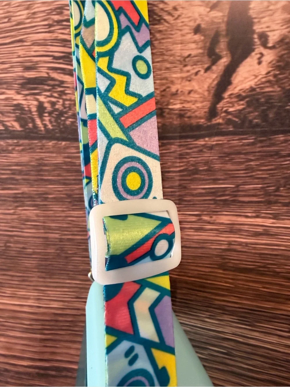 Canteen- water bottle Mint & Teal Camera design with Patterned Strap